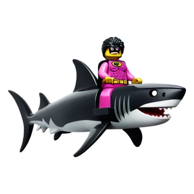 lego pink batman riding a shark sticker