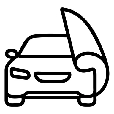 outlined icon of a premium glossy black car, part covered by a rolled light gray transparent film, clean lines, modern look, curved film effect sticker