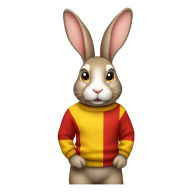 Rabbit wearing red, yellow stripe sweater sticker