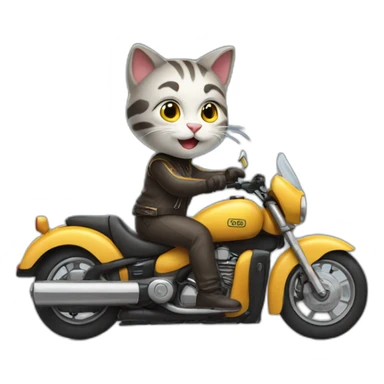Cat riding a motor bike sticker