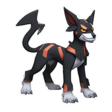 Cool Edgy Houndoom-Litten Fakémon Digimon with Edgy markings, full body, outlined sticker