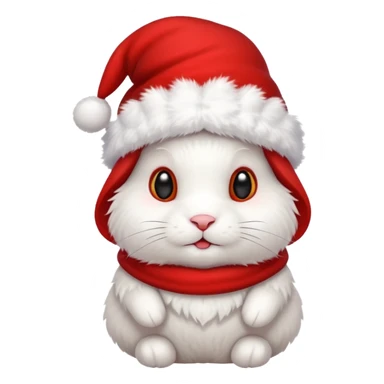 white rabbit in christmas hat sticker