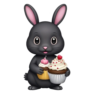black Rabbit with cupcake sticker