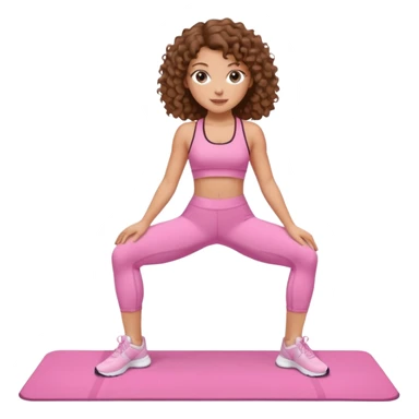White girl with brown curly hair pilates pink sticker