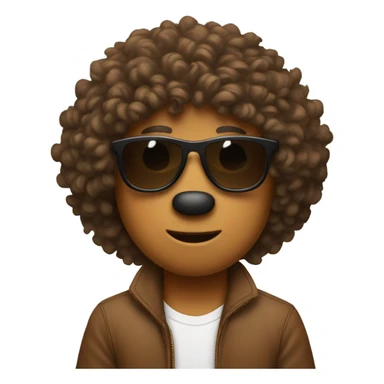 Brown doodle with light brown nose and curly hair with mini sunglasses on that are horizontally thin  sticker