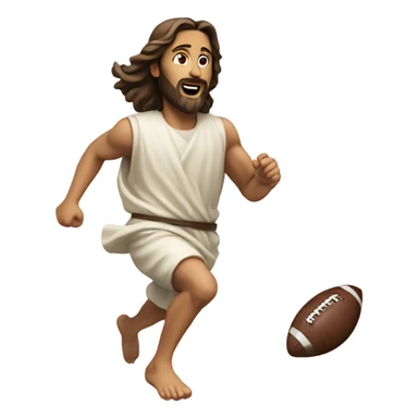 Jesus running with a football sticker