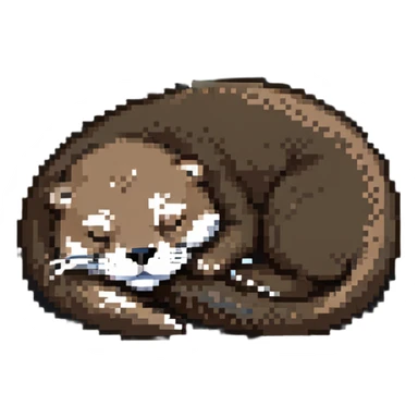 sleeping otter curled up sticker