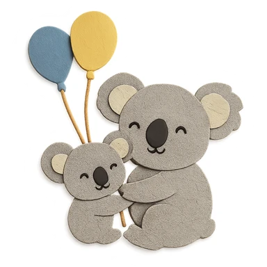 koala babies holding balloons sticker