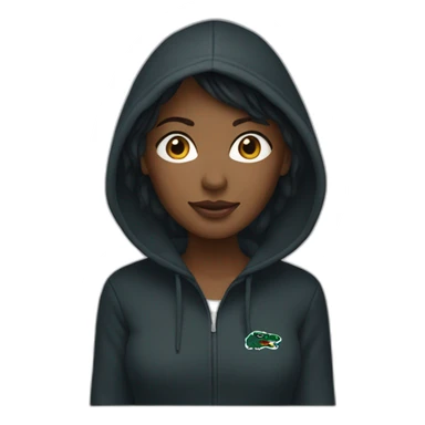 Black ladie using lacoste hoodie sticker