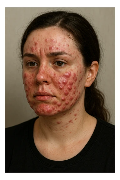 donna con pcos, con acne cistica infiammata e profonda sticker