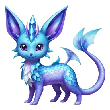 Shiny Nebulae Espeon-Lumineon-Vaporeon-Amaura-Glaceon-Dragonair-Fakémon-hybrid-creature (full body)  sticker