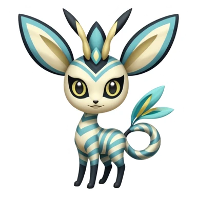 zig-zag-patterned tribal tropical hot spotted striped Meloetta-Glaceon-Giratina-Noibat-Pokémon-Fakémon-fusion-hybrid-creature sticker