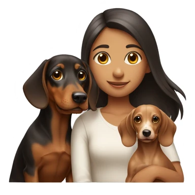 Girl and boy with two dachshunds together  sticker