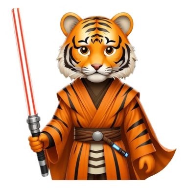 Tiger jedi knight with lightsaber sticker
