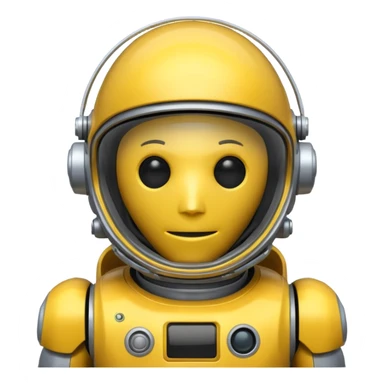 robot with yellow astronaut's helmet  sticker