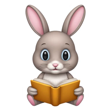 bunny reading book sticker
