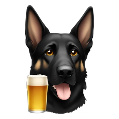 All black German shepherd with tan eye brows drinking old style beer sticker