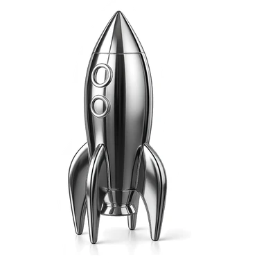 a rocket, chrome style sticker