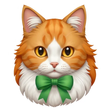 cat with green ribbon on ear sticker