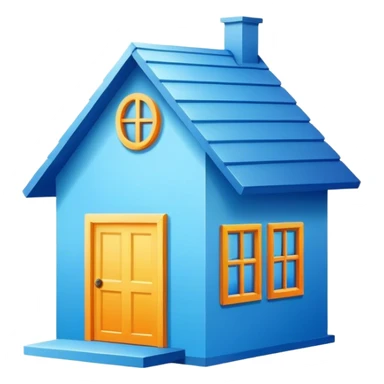 colorful blue house minimal logo sticker