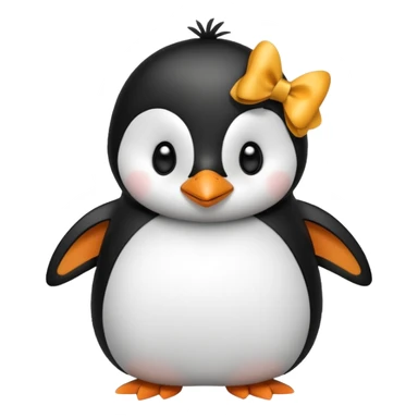 A penguin with a bow next to his head sticker
