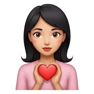 Black haired woman with love heart sticker