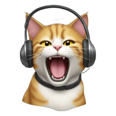 Cat in headphones screaming  sticker