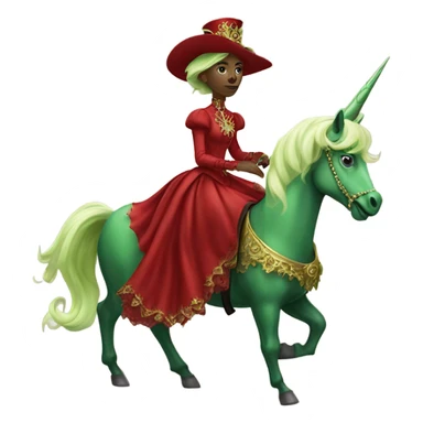 "galora green blonde alien woman" in red Victorian elegant dress, full body, rides unicorn gold
(NO WOKE)
 sticker