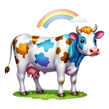 Rainbow cow sticker