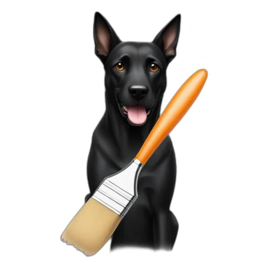 black-dog-malinois-with a paintbrush sticker