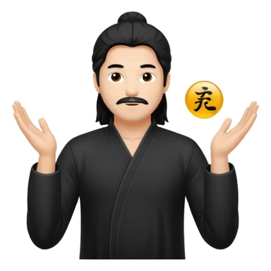 homme au cheveux long qui pratique le qi gong, en habits noirs ou blancs, en position de pratique sticker