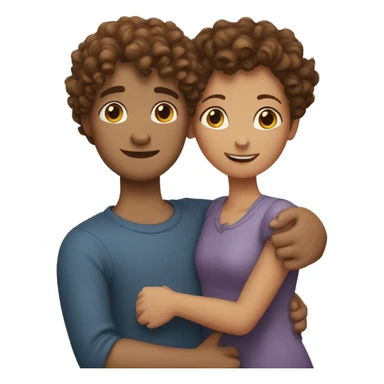A couple the girl with curly brown hair and boy brown hair hugging sticker