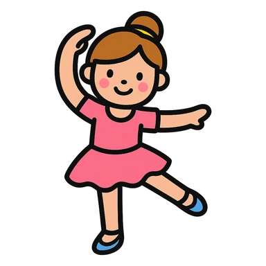color outline icon of a 5 year old girl doing ballet sticker