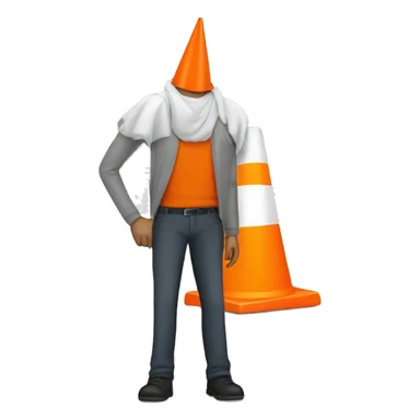 Guy with orange traffic cone instead of his head sticker