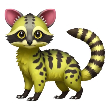 Rare realistic cool cute epic aesthetic colorful Amaura-Meganium-Civet-Genet-species-Fakemon-hybrid-creature, with markings, full body sticker