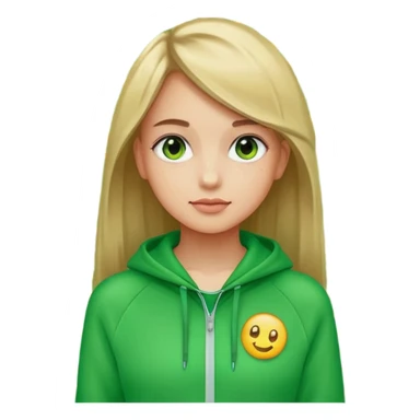 ​"A mosaic portrait of a girl in a green tracksuit, made of tiny emojis, digital art style, pixelated emoji textures, vibrant colors, creative composition." sticker