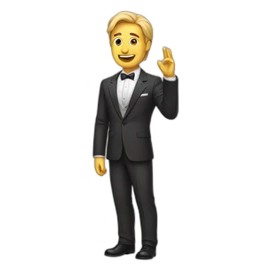 A man with a suit bows to the audience sticker