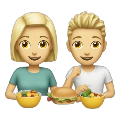 Two white friends eating lunch sticker
