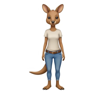 female kangaroo casual clothes jeans t-shirt upright friendly sticker