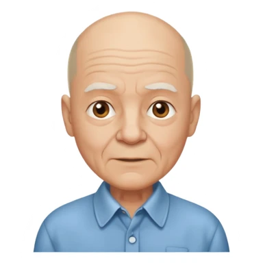 bald elderly man with shirt sticker