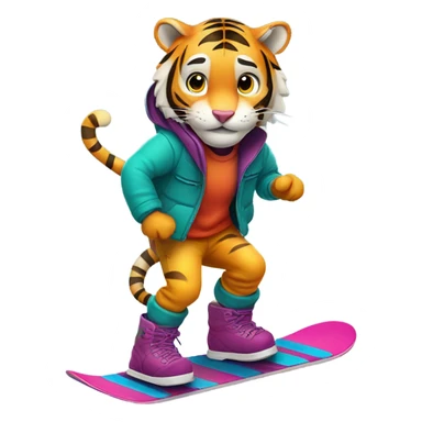 Tiger snowboarding  sticker