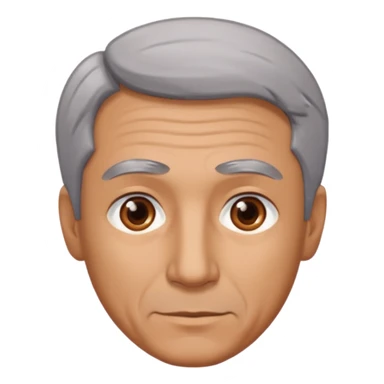 Illustrated emoji of a middle aged man with receding grey hair and brown eyes sticker
