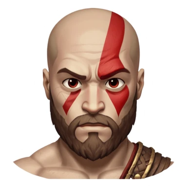 Visage de Kratos du jeu PlayStation a la perfection, c'est a dire que la marque rouge doit partir jusqu'à l'arrière du crâne  sticker