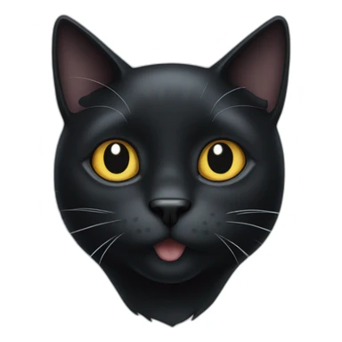 black cat with a white spot on the chest and vamier teeth sticker