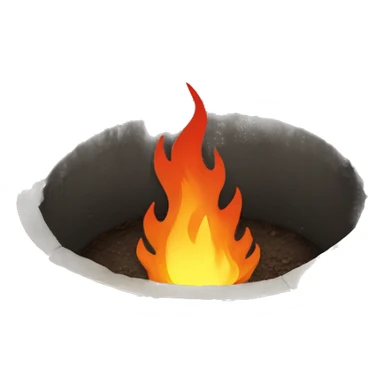 circular metal pit full of fire in the ground sticker