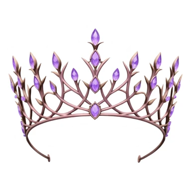 Elvish thorny fae pastel purple Tiara-crown with lilac flowers and amethyst crystals adorning it  sticker