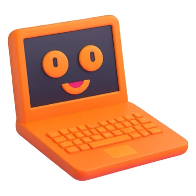orange computer, 3d emoji style sticker
