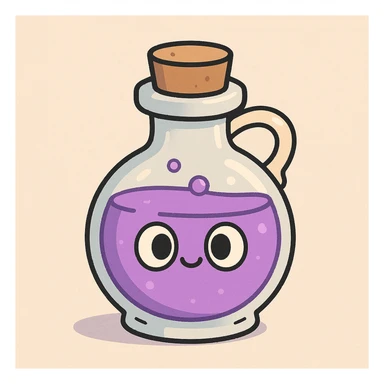 flat vector style, cute potion bottle, not personified sticker
