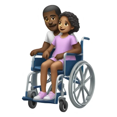 Black man pushing girl in wheelchair  sticker