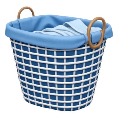 white LAUNDRY BASKET WITH FOLDED blue CLOTHES sticker
